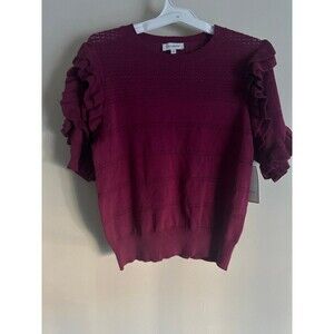 Calligraphie Women’s Pullover Knit Sweater size XL ruffle short sleeve top